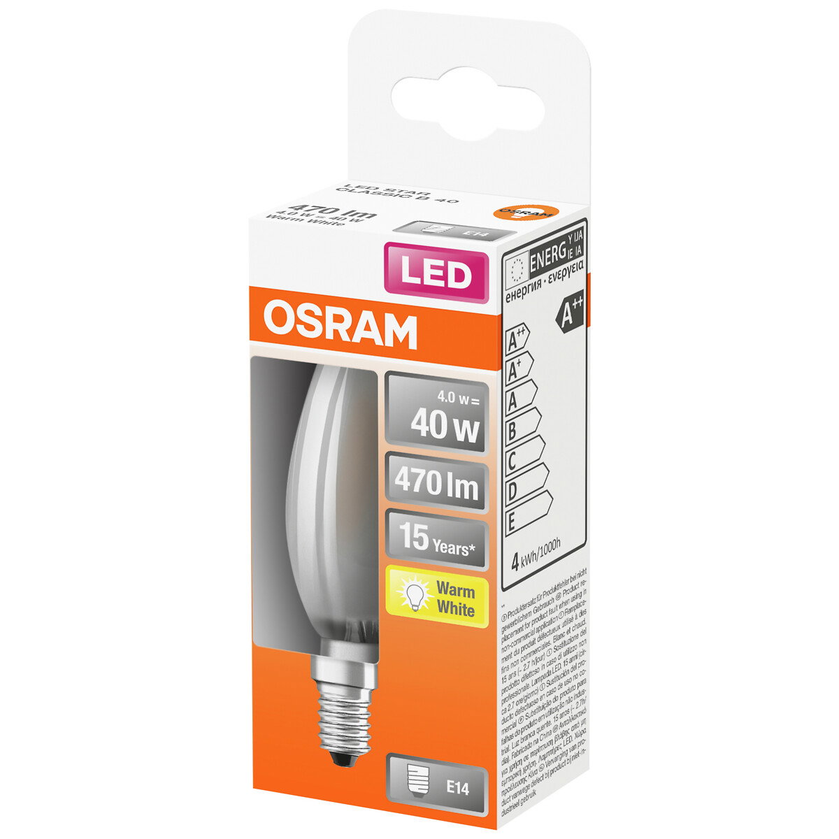 LED STAR CLASSIC B MATTA 40 NON-DIM 4W/827 E14