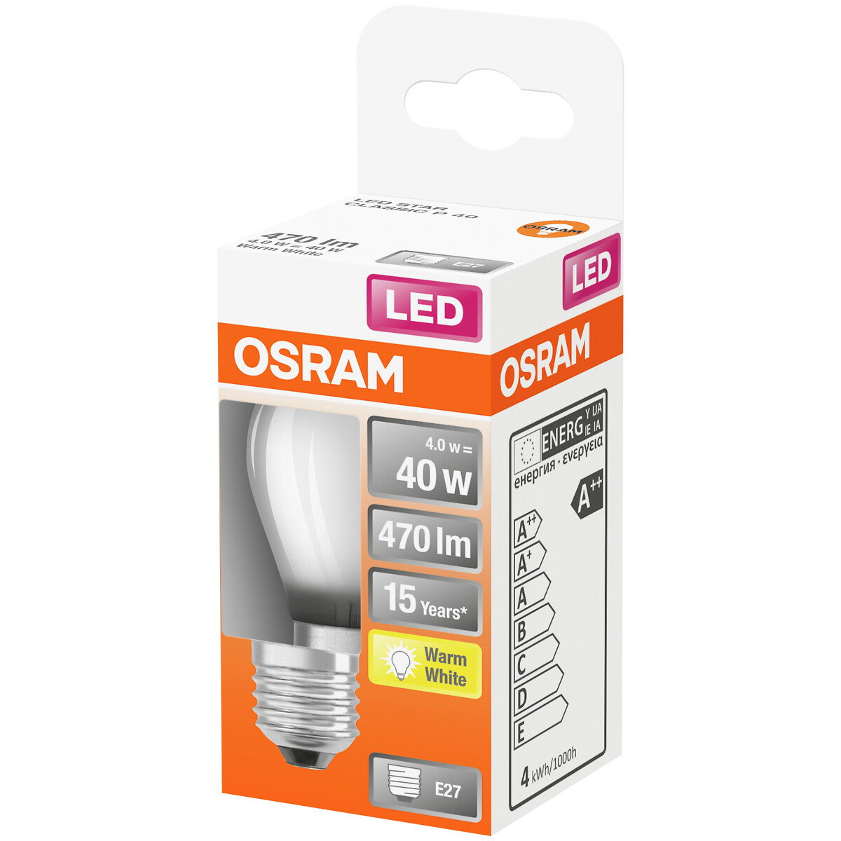 LED STAR CLASSIC P MATTA 40 NON-DIM 4W/827 E27